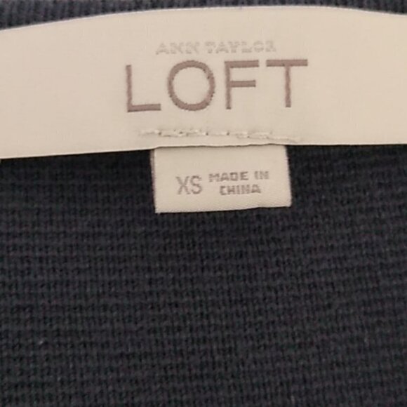 LOFT Gray Laser Cut Layered 3/4 Sleeve Cotton Sweater - Picture 7 of 11